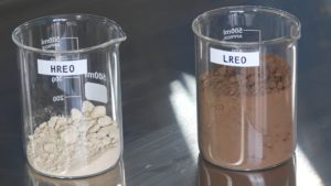 Heavy rare earth minerals extracted by WVU (on left). Light rare earth minerals (on right). (Pete Cuddihy)